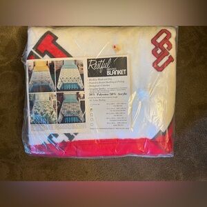 Vtg Restful Irregulares Blanket 50% Acrylic Nylon Binding Twin/Full Ohio State